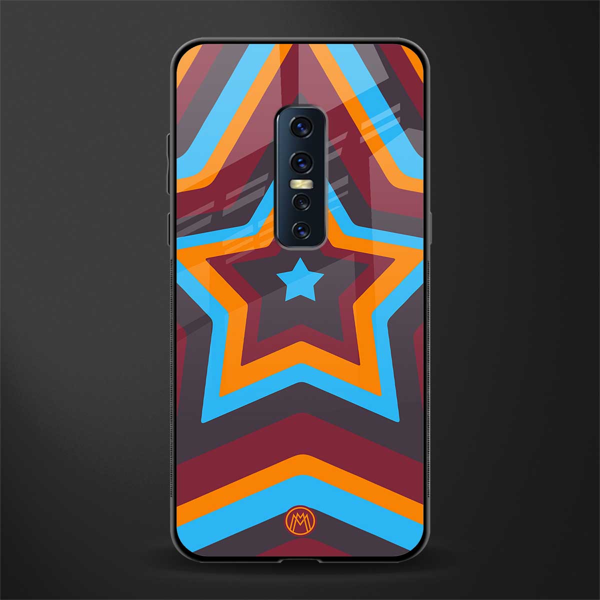 y2k red blue stars glass case for vivo v17 pro image