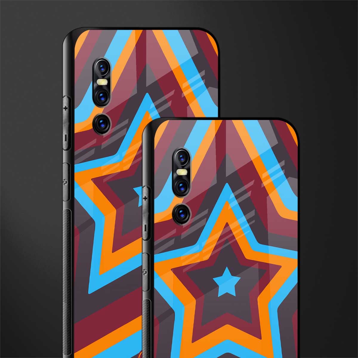 y2k red blue stars glass case for vivo v15 pro image-2