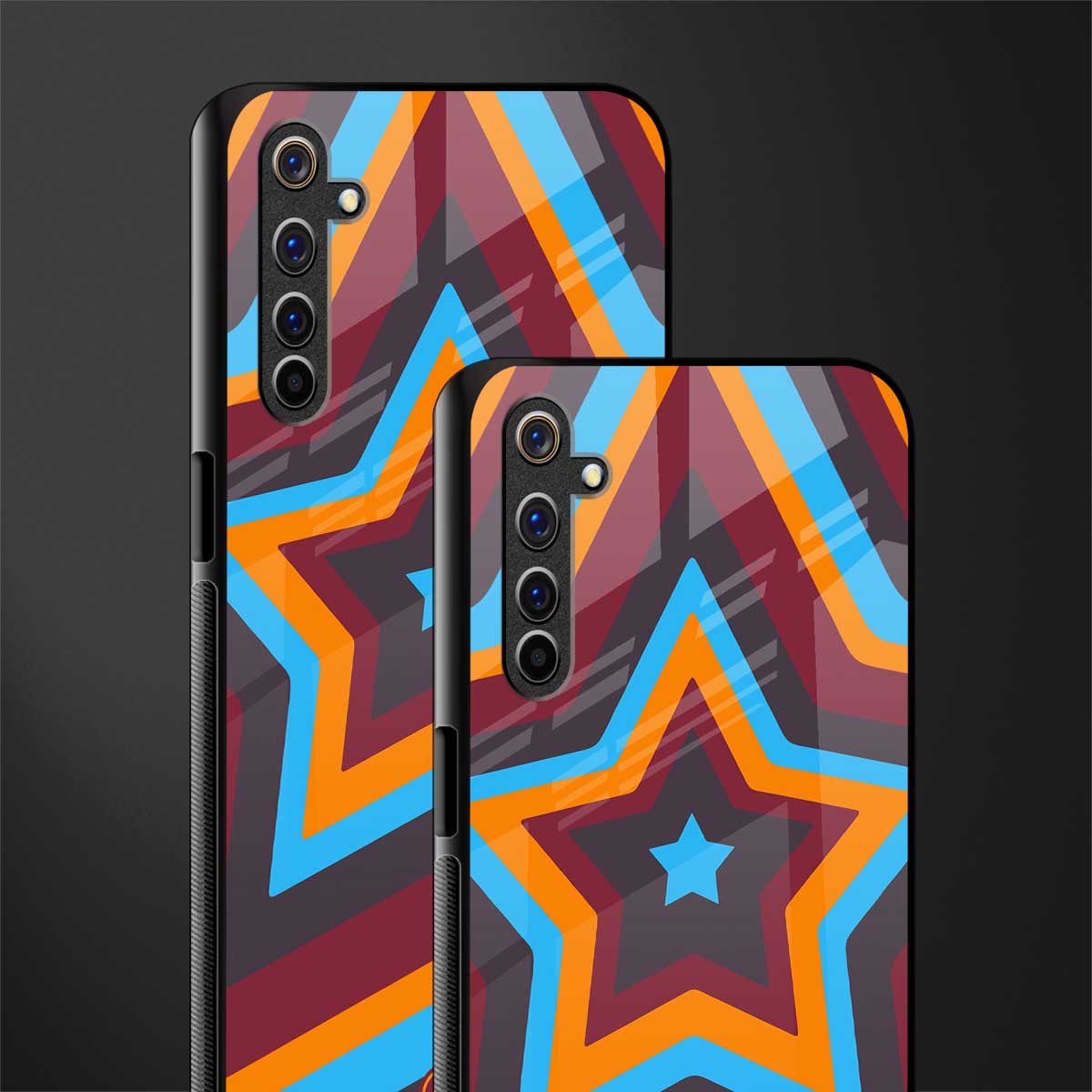 y2k red blue stars glass case for realme 6i image-2