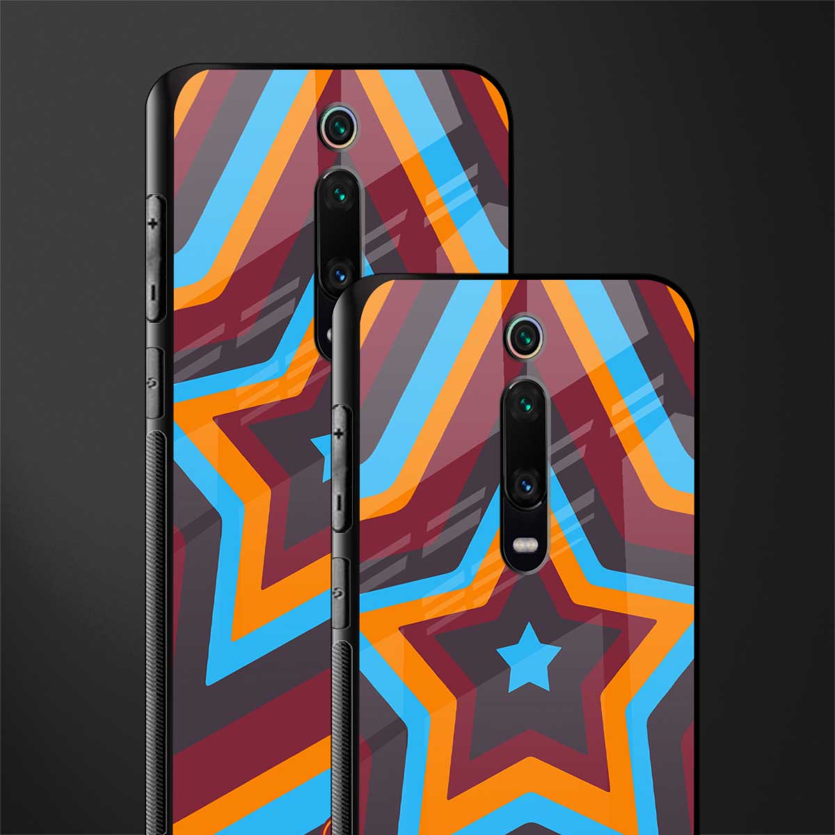 y2k red blue stars glass case for redmi k20 image-2