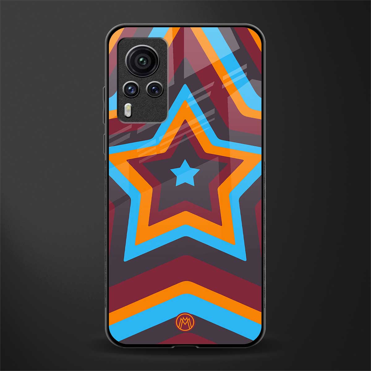 y2k red blue stars glass case for vivo x60 pro image