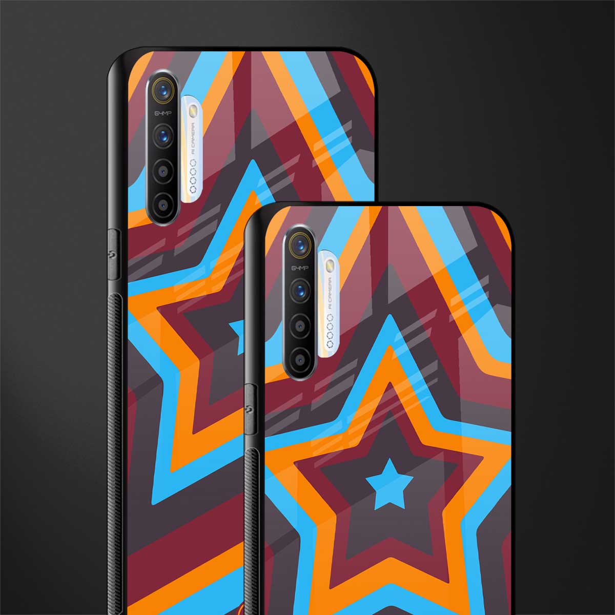 y2k red blue stars glass case for realme x2 image-2