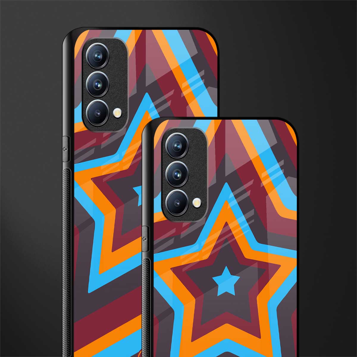 y2k red blue stars glass case for oppo f19s image-2