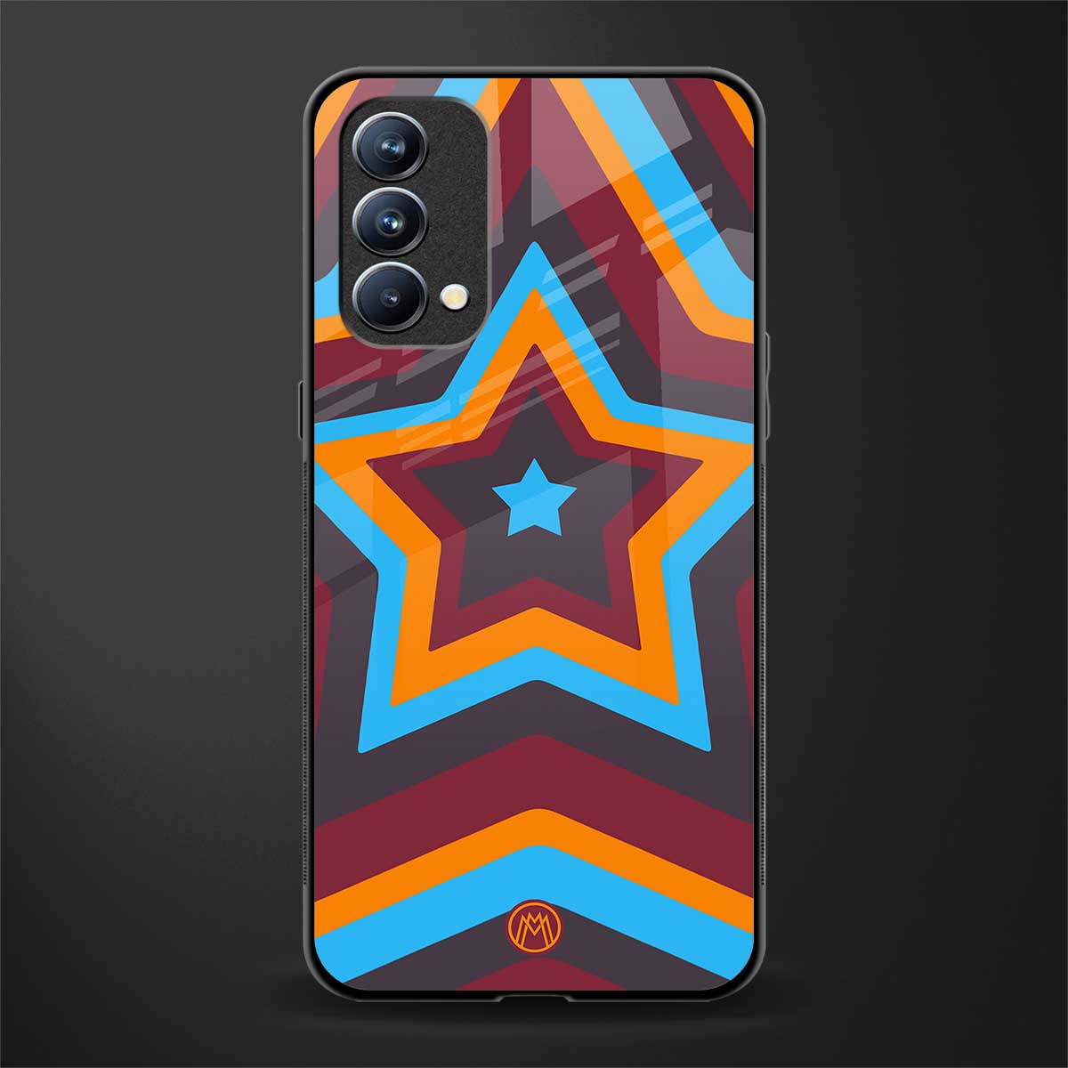y2k red blue stars glass case for oppo f19s image