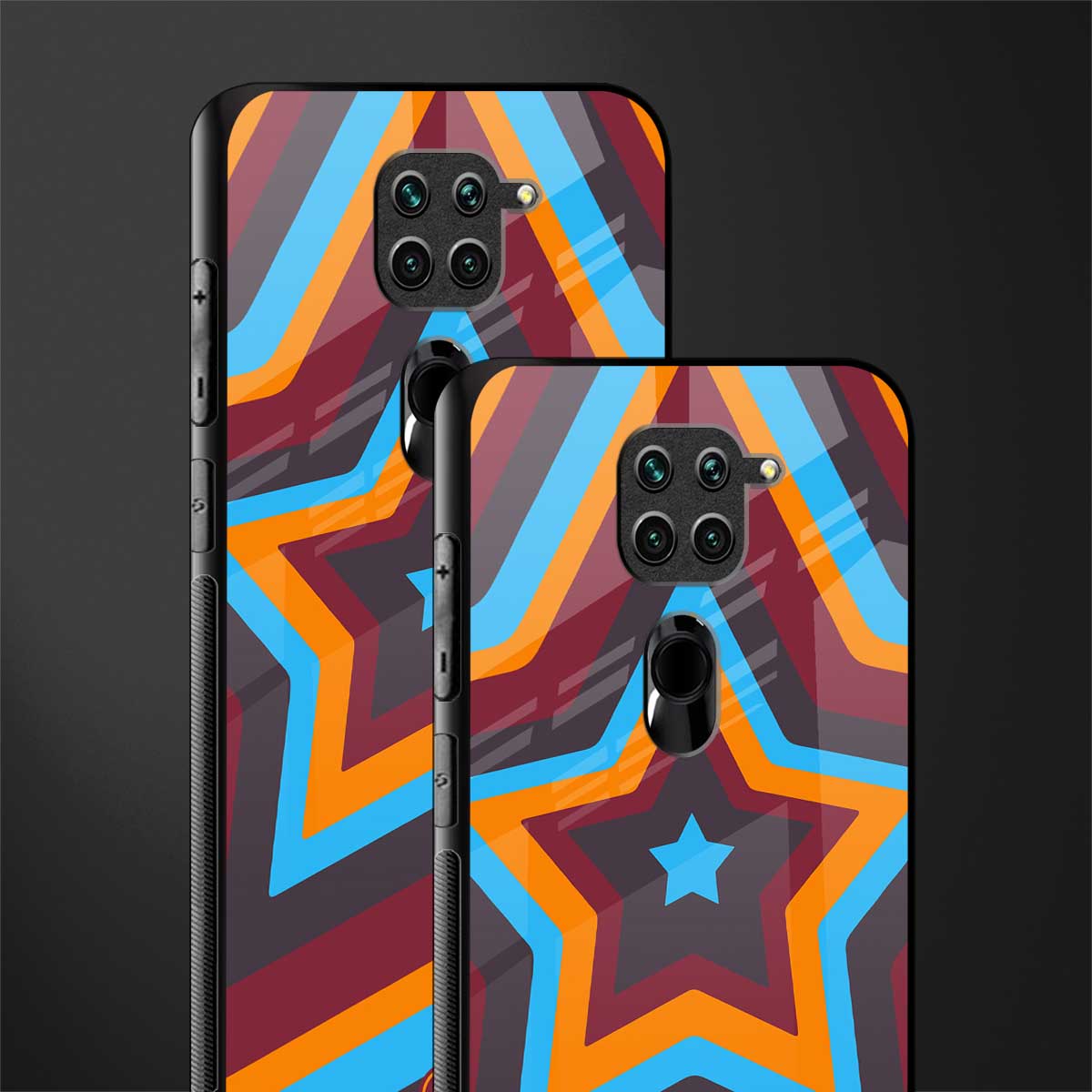y2k red blue stars glass case for redmi note 9 image-2