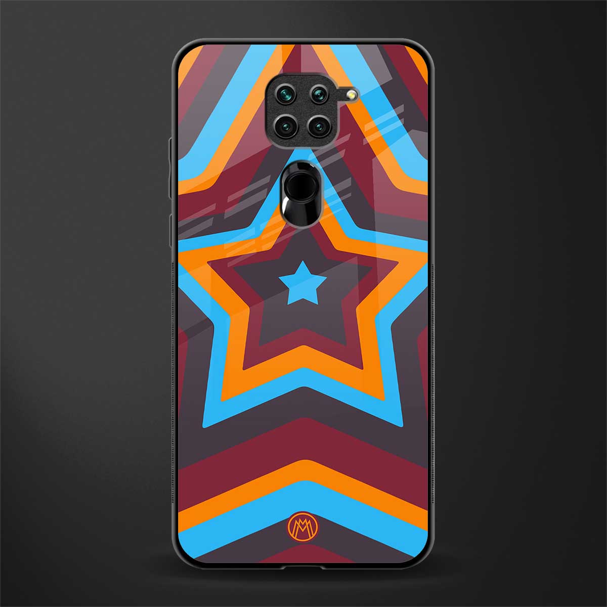 y2k red blue stars glass case for redmi note 9 image
