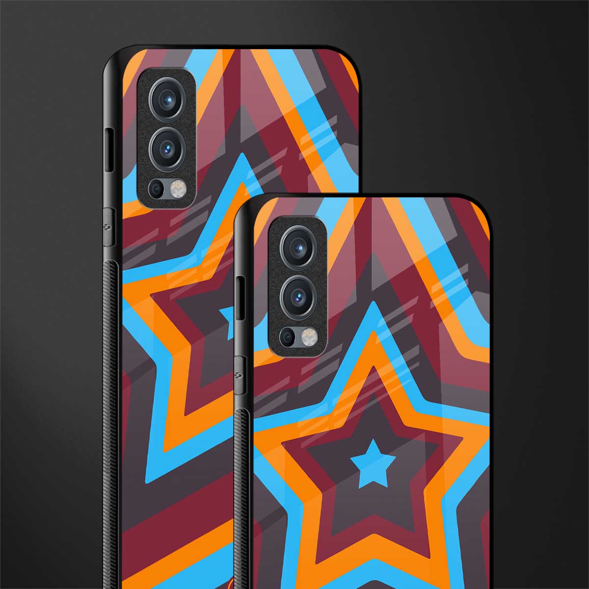 y2k red blue stars glass case for oneplus nord 2 5g image-2