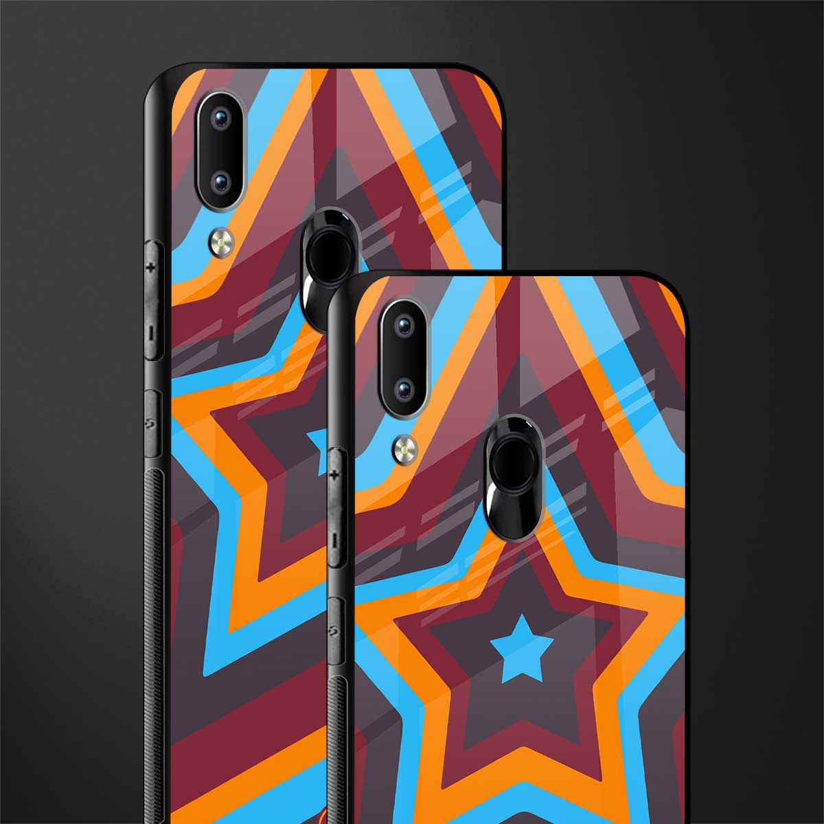 y2k red blue stars glass case for vivo y91 image-2
