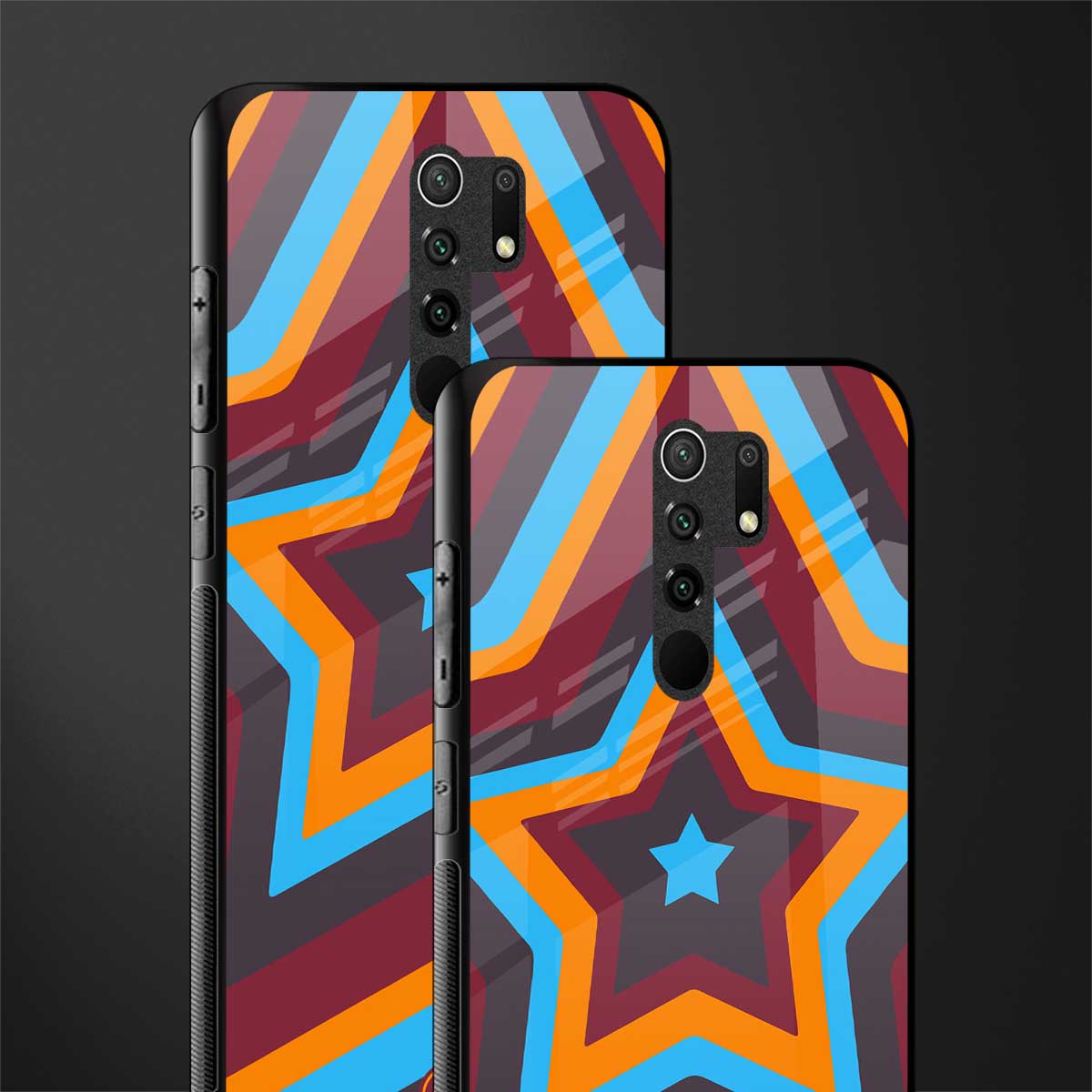 y2k red blue stars glass case for redmi 9 prime image-2