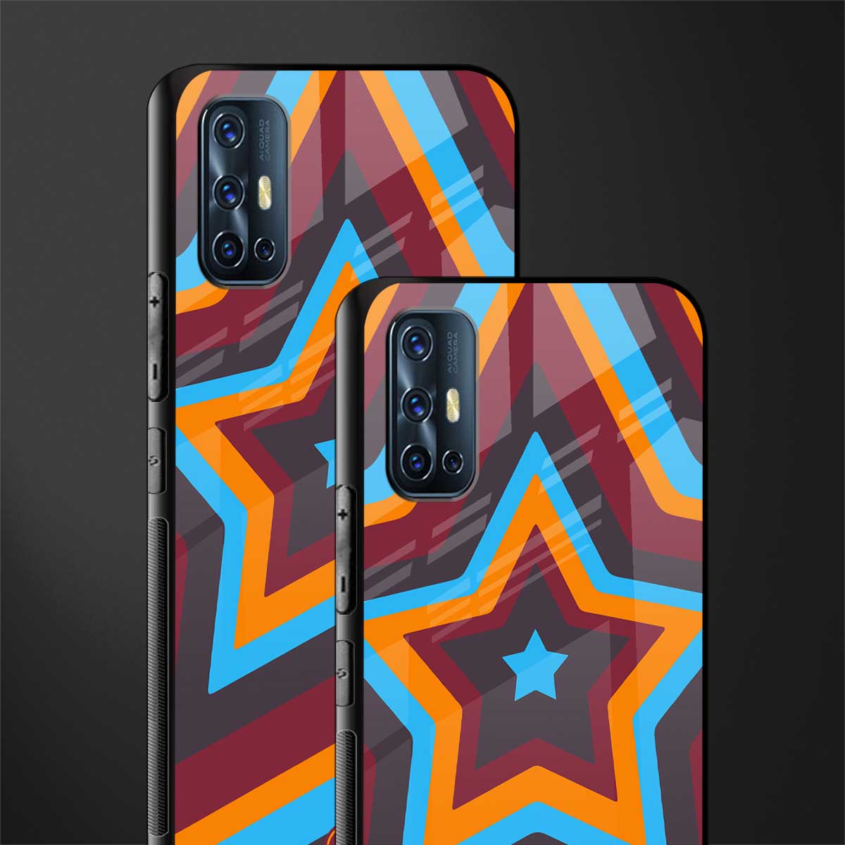 y2k red blue stars glass case for vivo v17 image-2