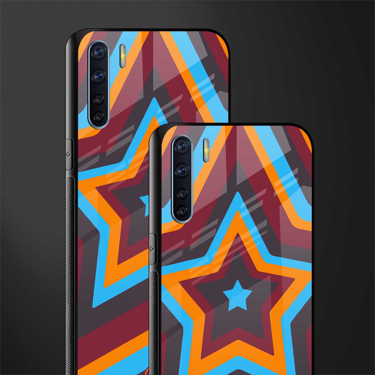 y2k red blue stars glass case for oppo f15 image-2