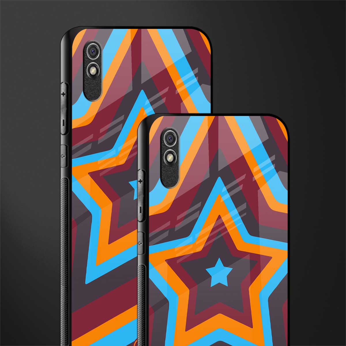 y2k red blue stars glass case for redmi 9a image-2