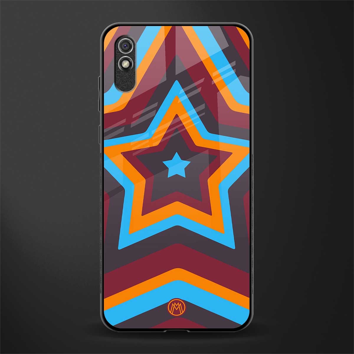 y2k red blue stars glass case for redmi 9a image