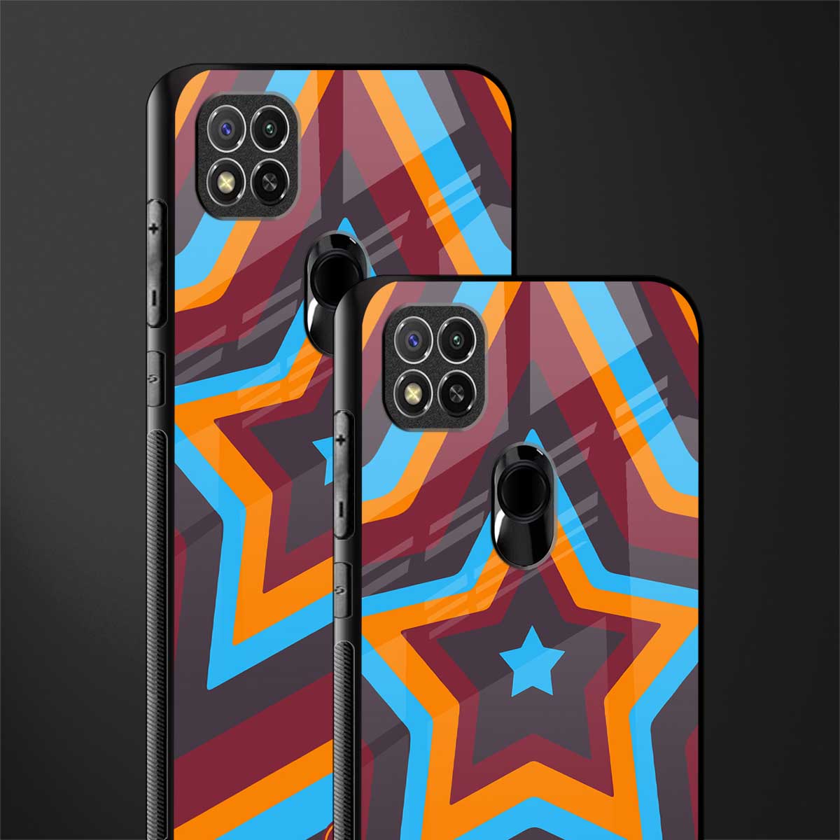 y2k red blue stars glass case for redmi 9 image-2