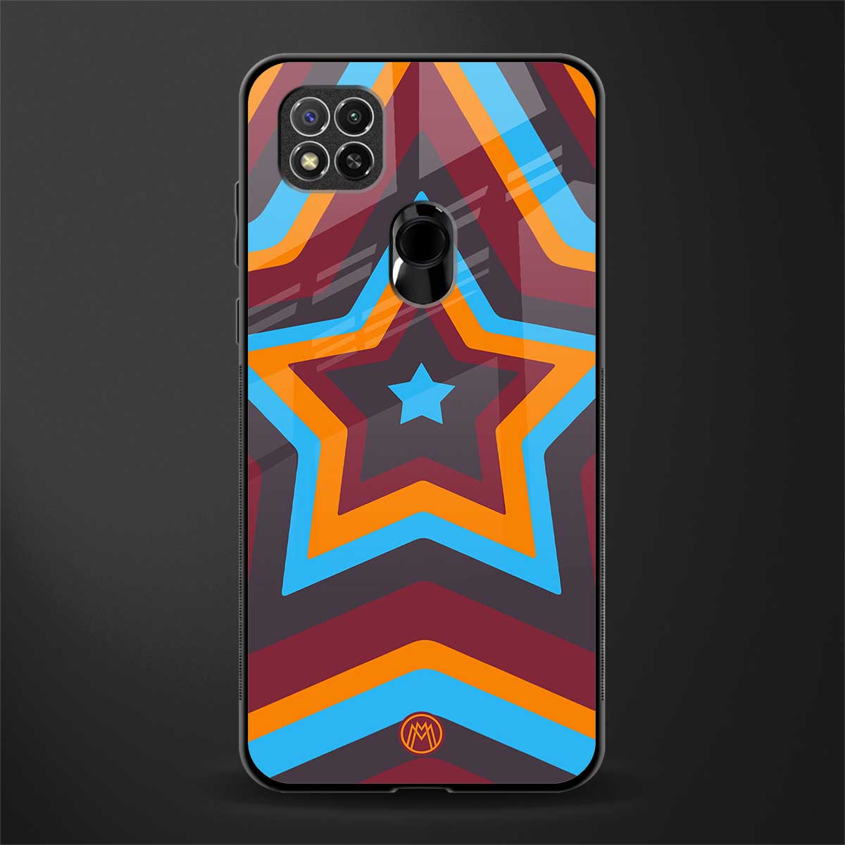 y2k red blue stars glass case for poco c31 image
