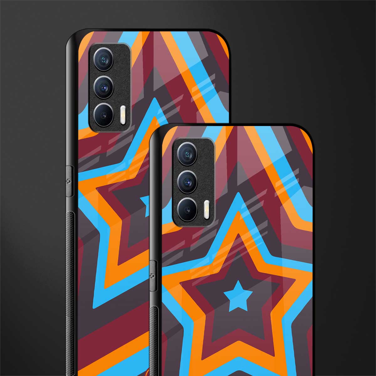 y2k red blue stars glass case for realme x7 image-2