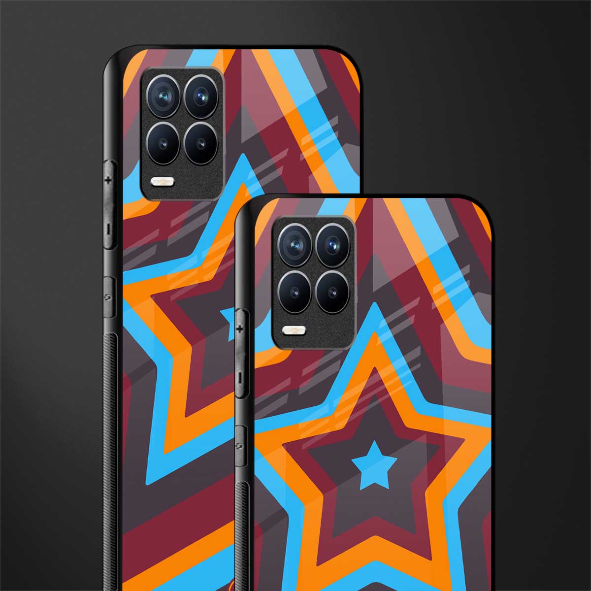 y2k red blue stars glass case for realme 8 4g image-2