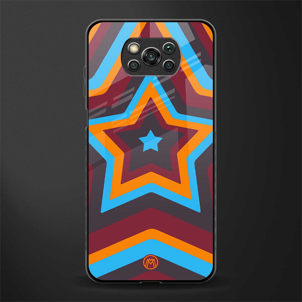 y2k red blue stars glass case for poco x3 image