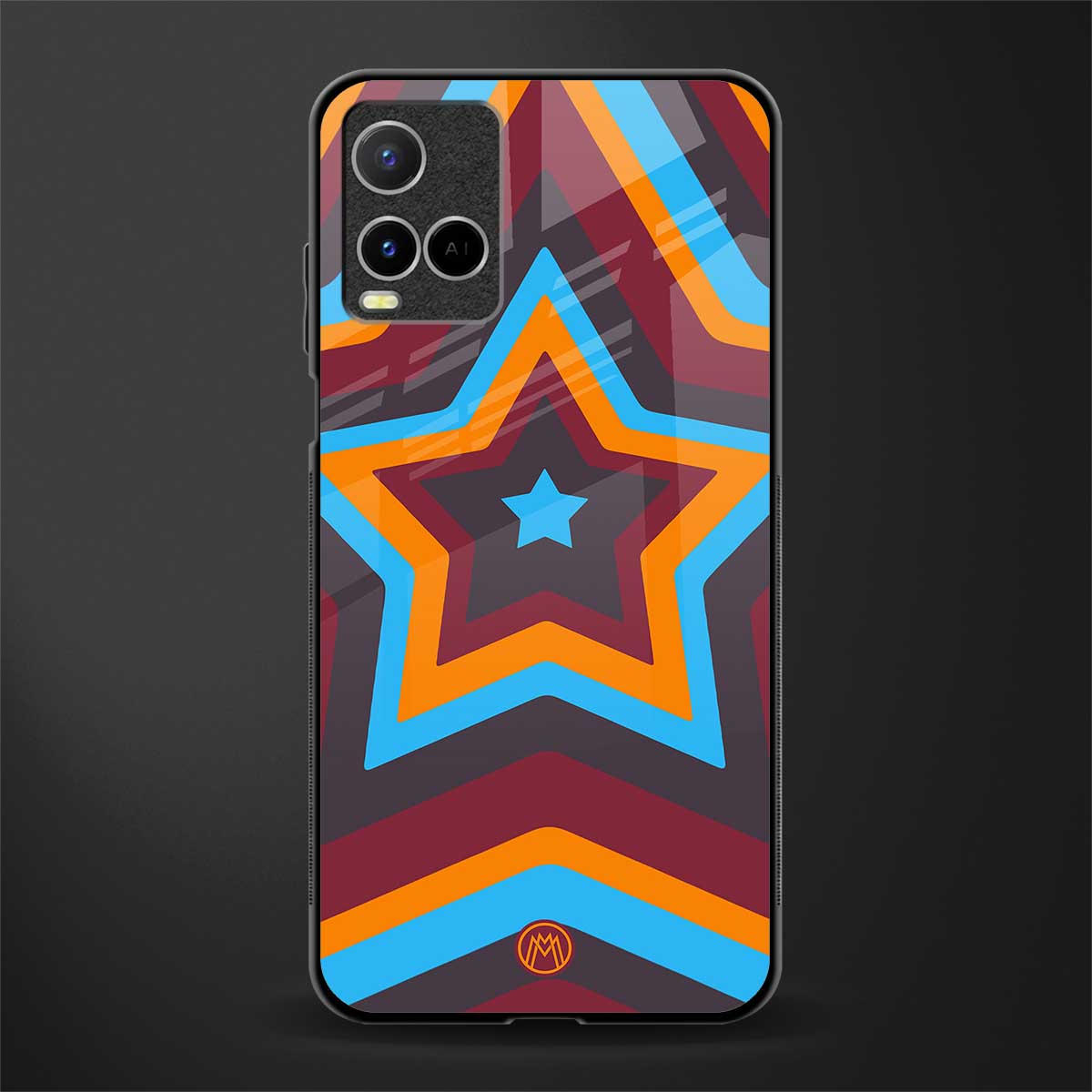 y2k red blue stars glass case for vivo y33s vivo y33t image