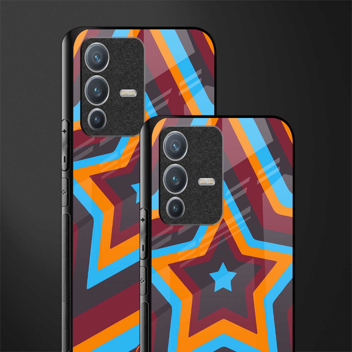 y2k red blue stars glass case for vivo v23 pro 5g image-2
