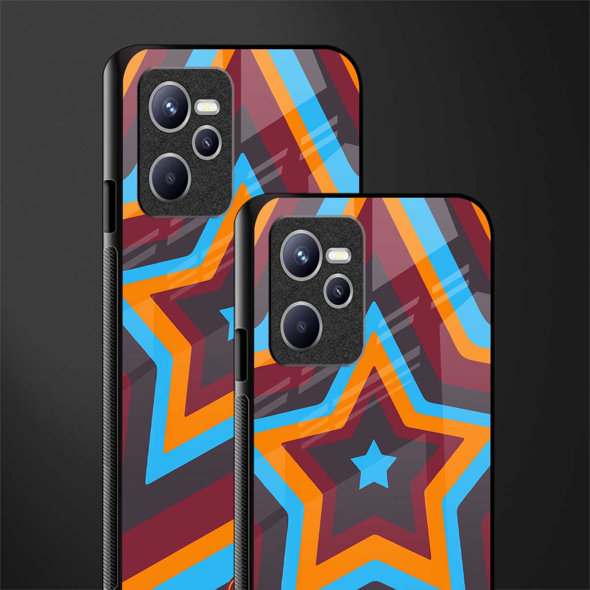 y2k red blue stars glass case for realme c35 image-2