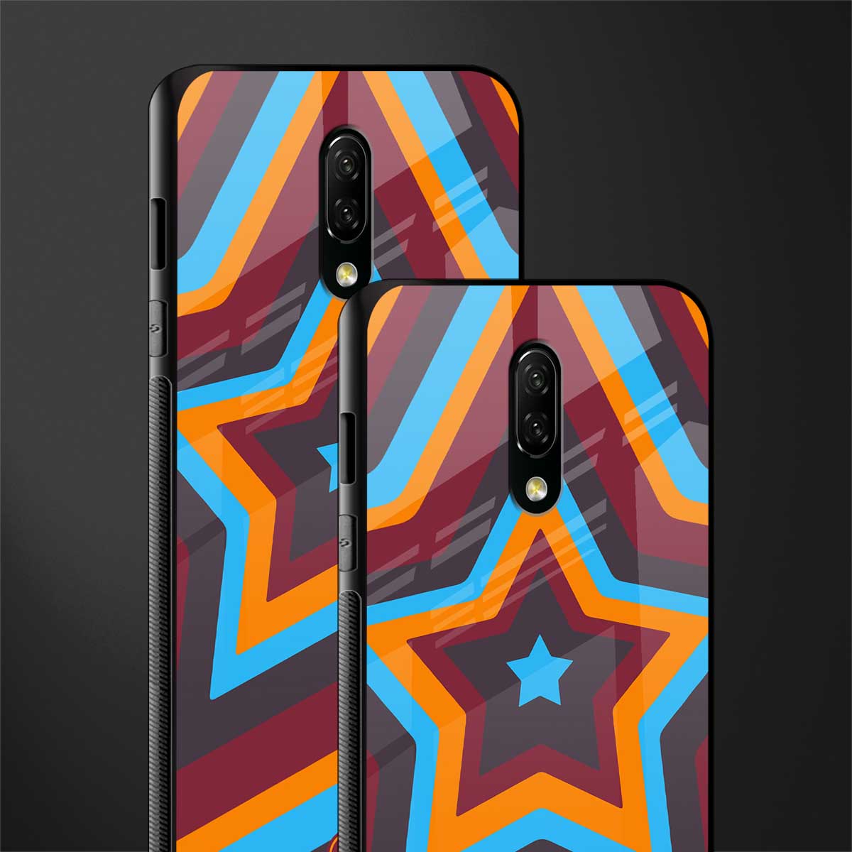y2k red blue stars glass case for oneplus 7 image-2