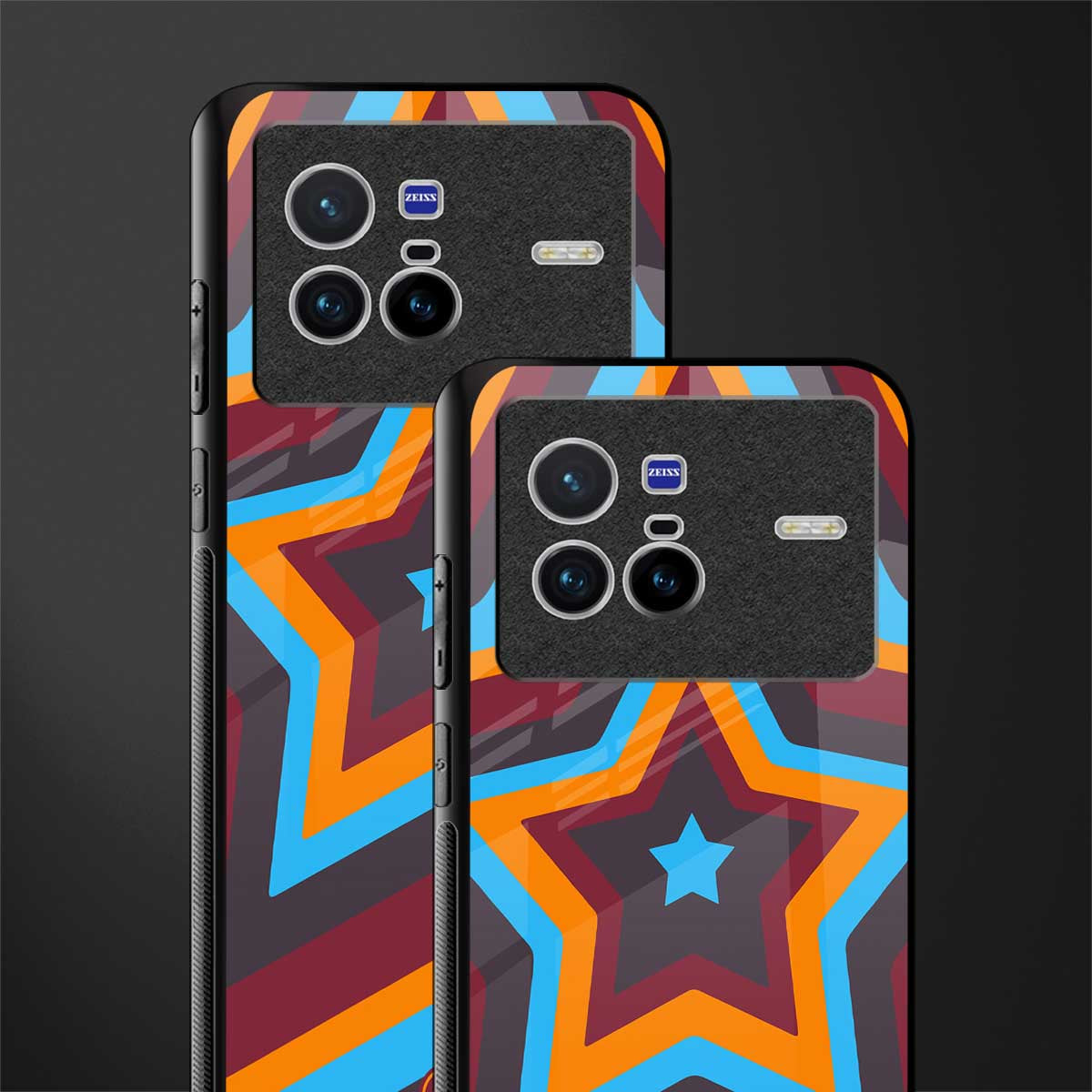 y2k red blue stars glass case for vivo x80 image-2
