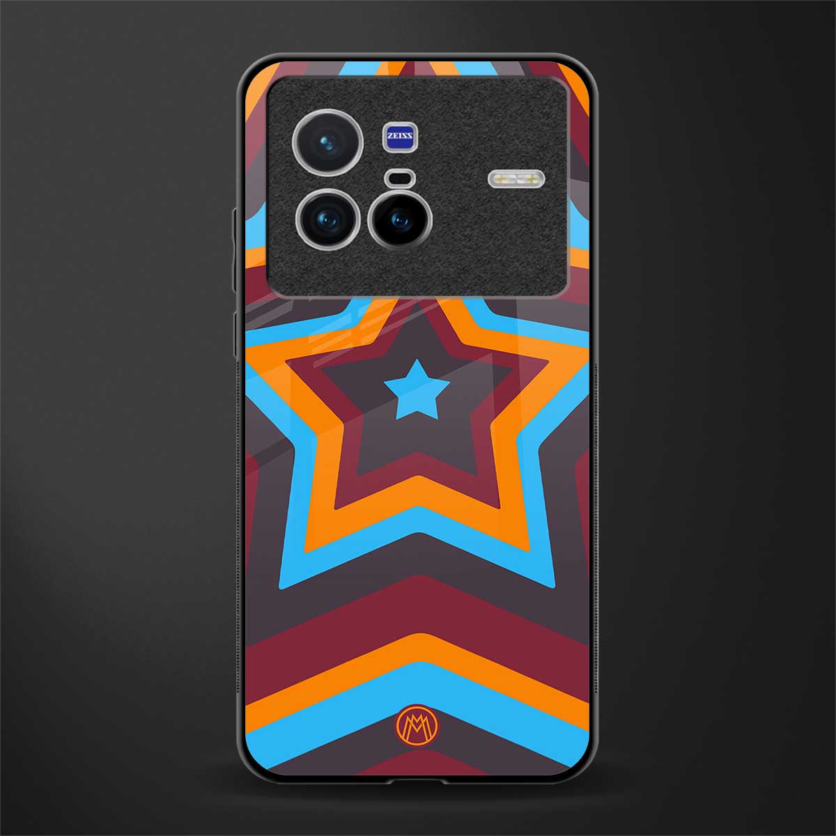y2k red blue stars glass case for vivo x80 image