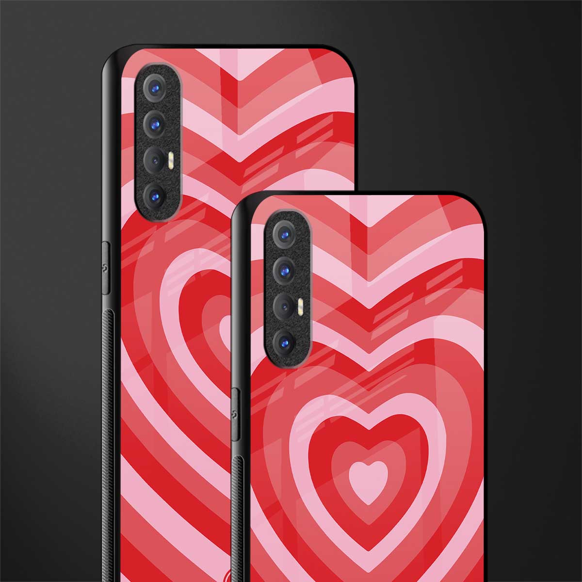 y2k red hearts aesthetic glass case for oppo reno 3 pro image-2