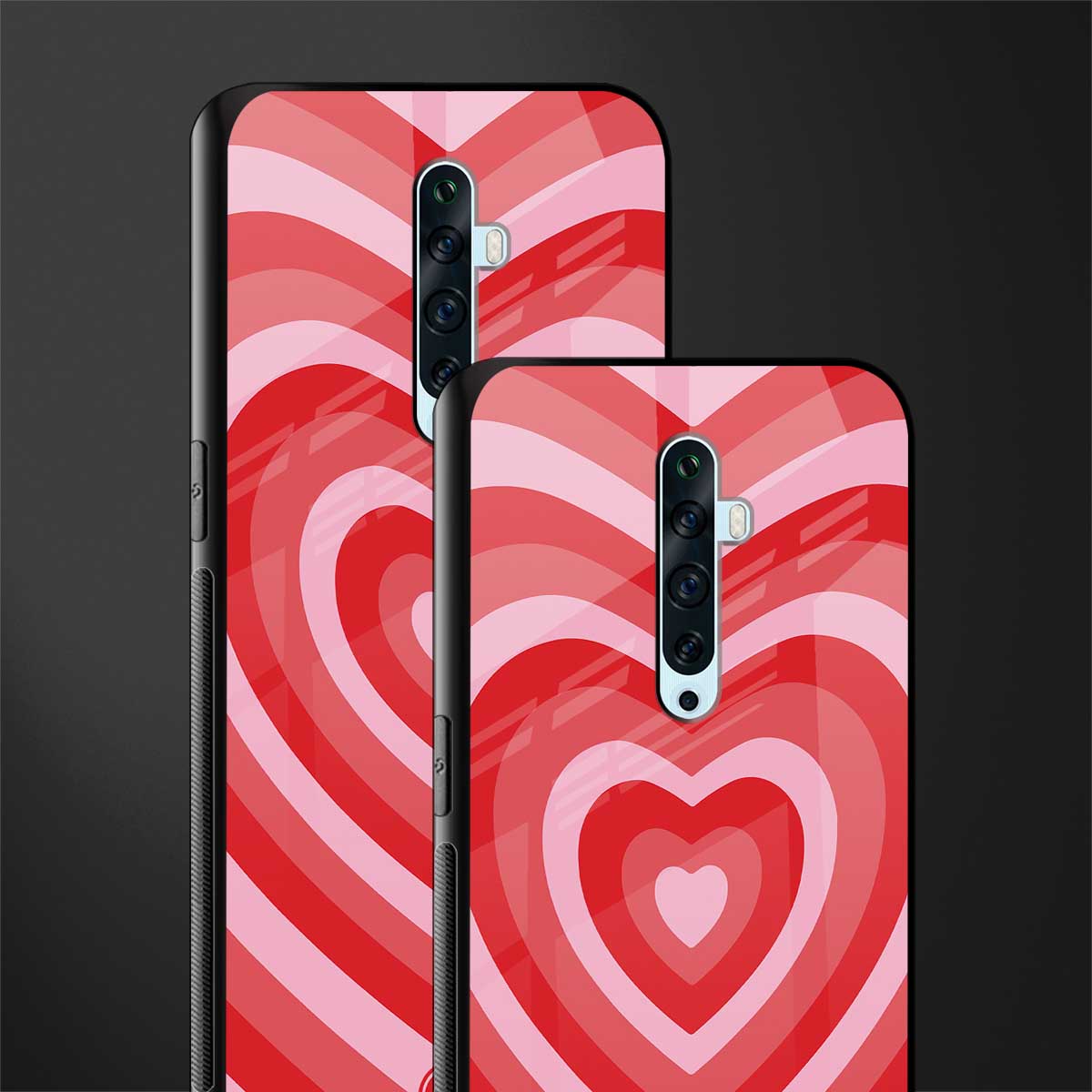 y2k red hearts aesthetic glass case for oppo reno 2f image-2