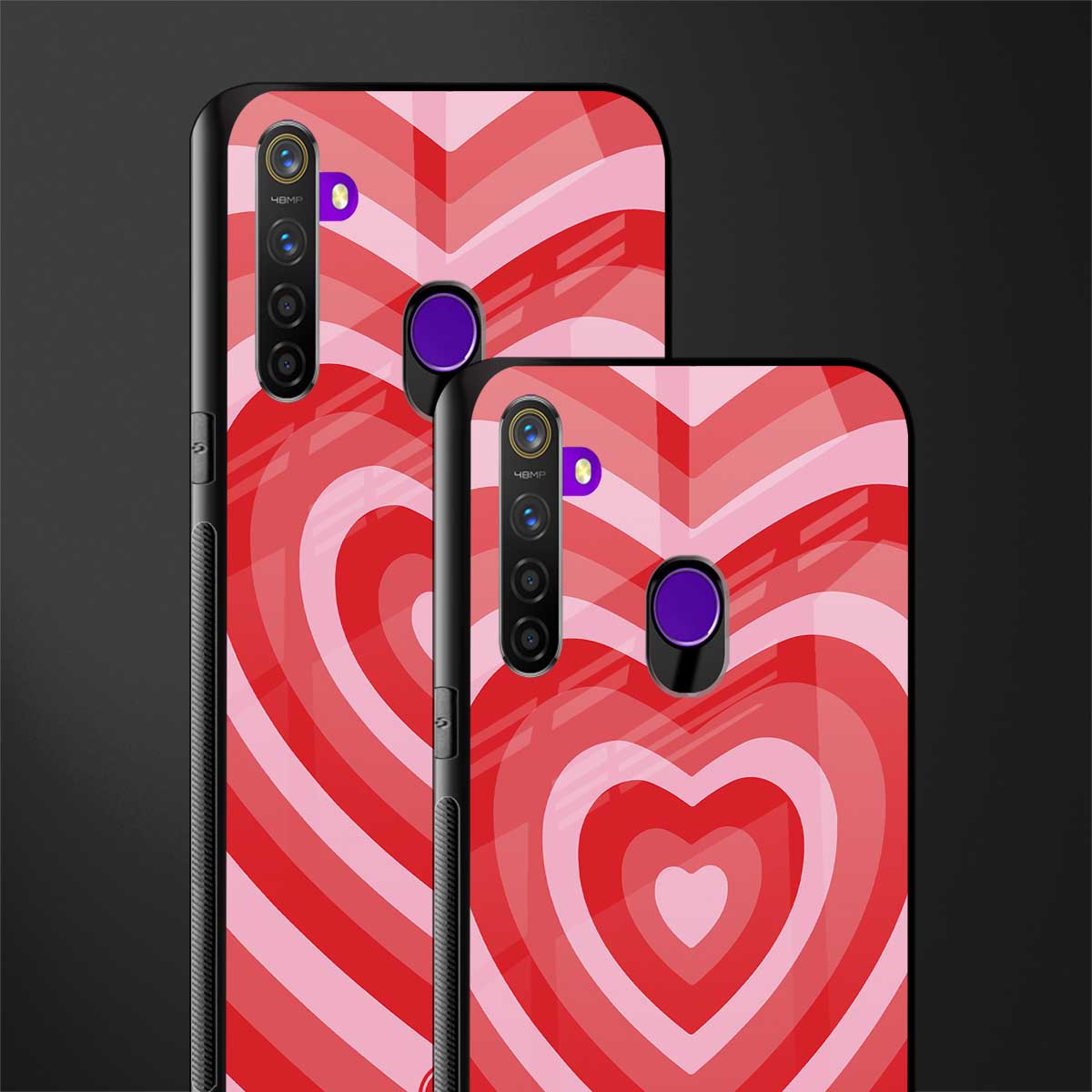 y2k red hearts aesthetic glass case for realme 5s image-2