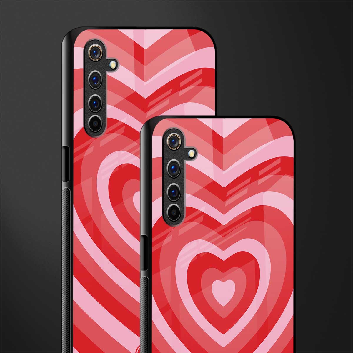 y2k red hearts aesthetic glass case for realme 6i image-2