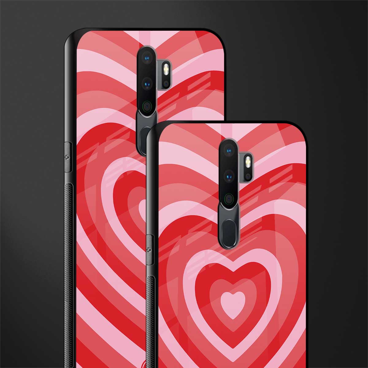 y2k red hearts aesthetic glass case for oppo a9 2020 image-2