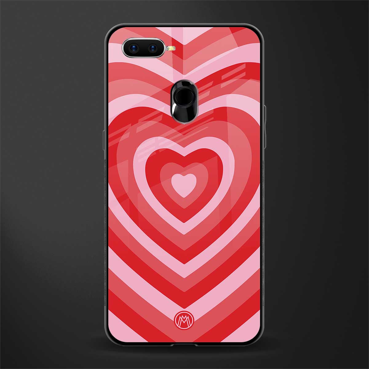 y2k red hearts aesthetic glass case for oppo a7 image