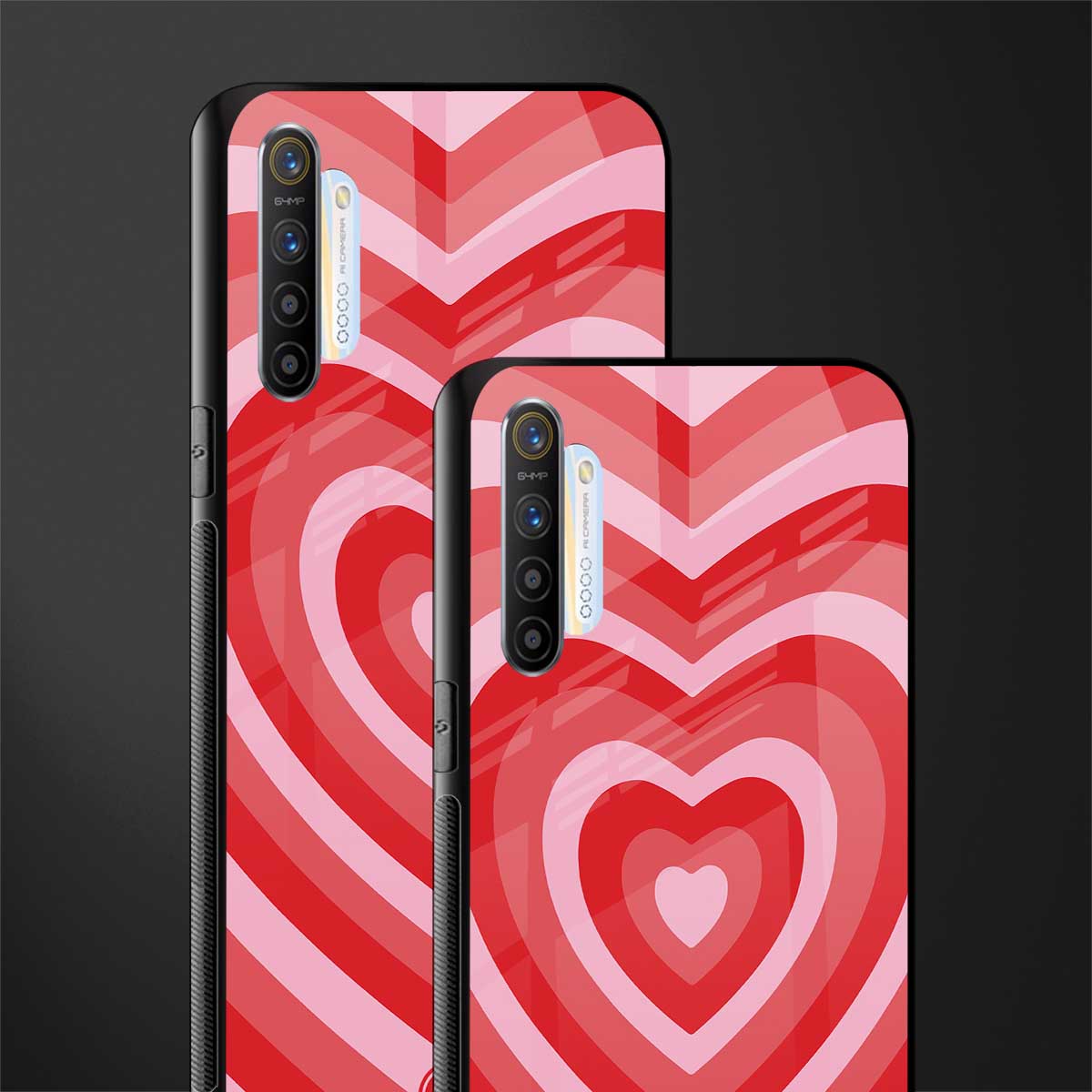 y2k red hearts aesthetic glass case for realme x2 image-2