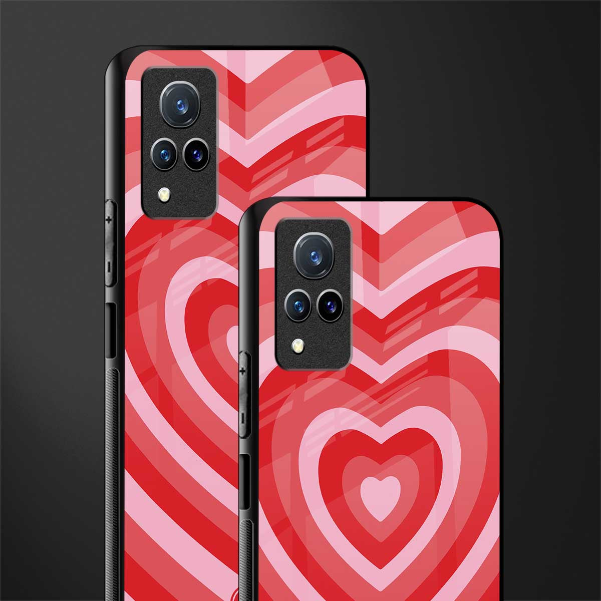 y2k red hearts aesthetic glass case for vivo v21 5g image-2