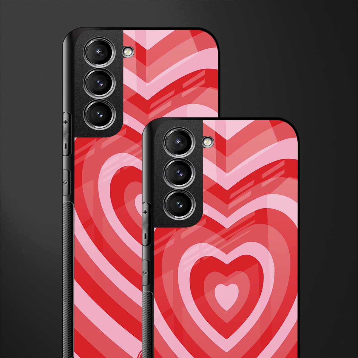 y2k red hearts aesthetic glass case for samsung galaxy s21 plus image-2