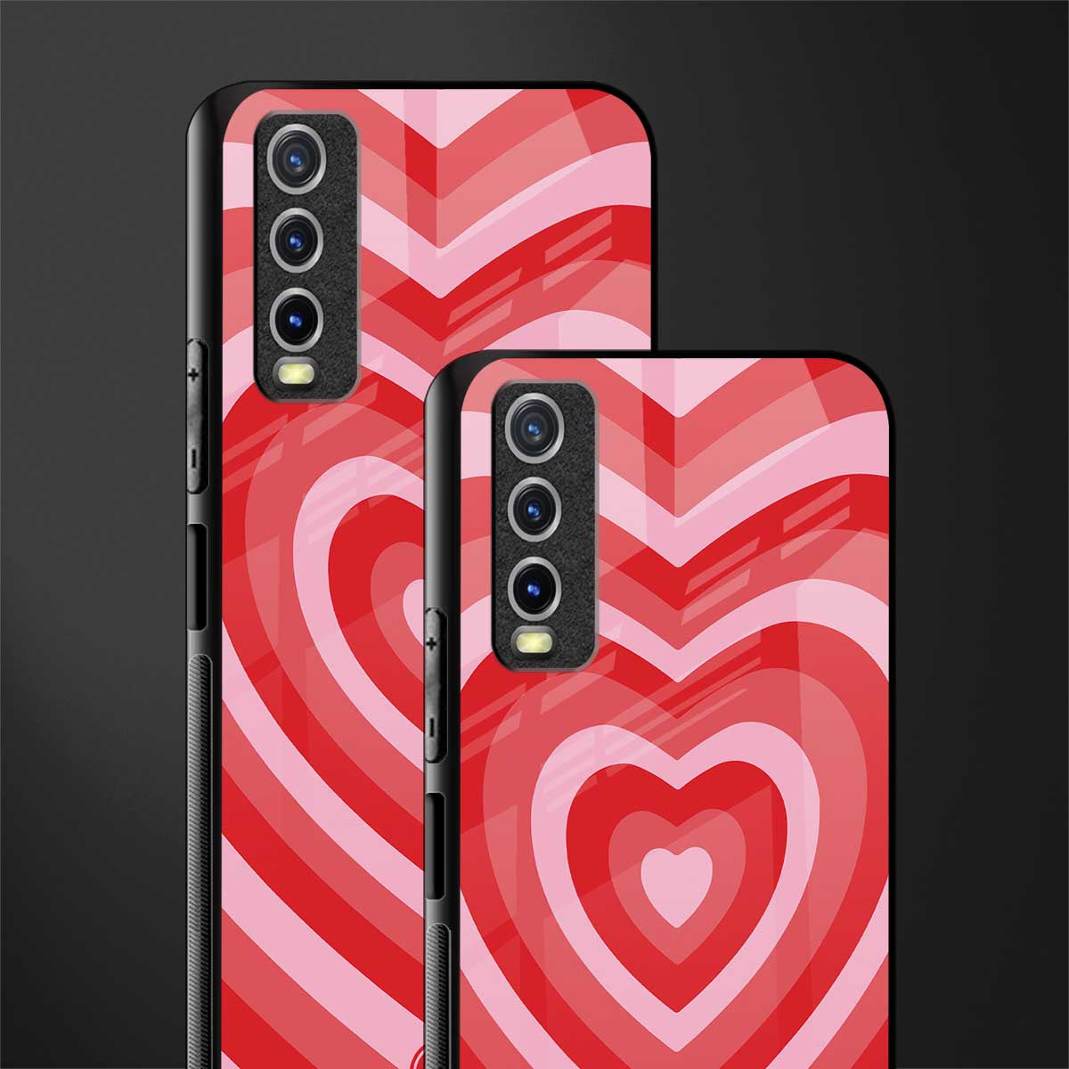 y2k red hearts aesthetic glass case for vivo y12g image-2