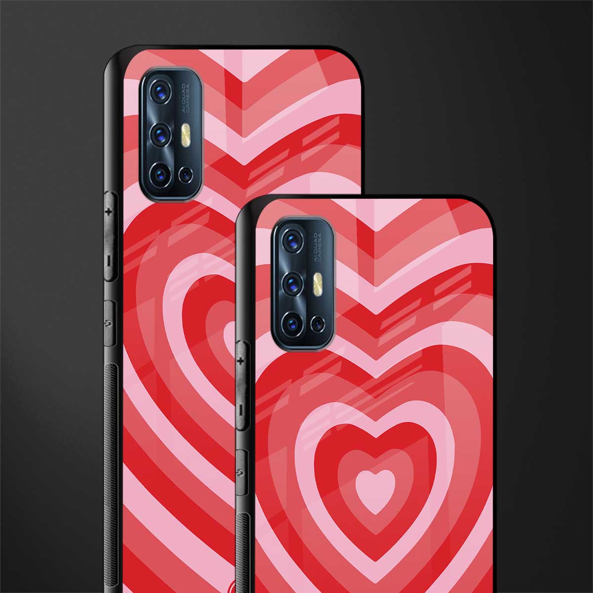 y2k red hearts aesthetic glass case for vivo v17 image-2