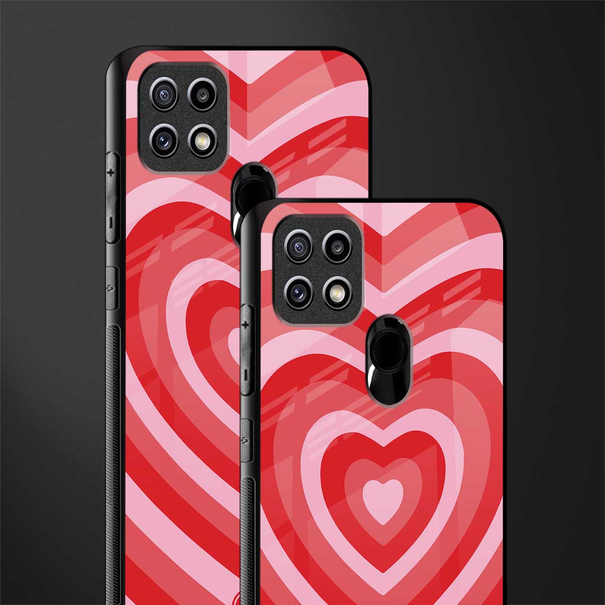 y2k red hearts aesthetic glass case for oppo a15s image-2