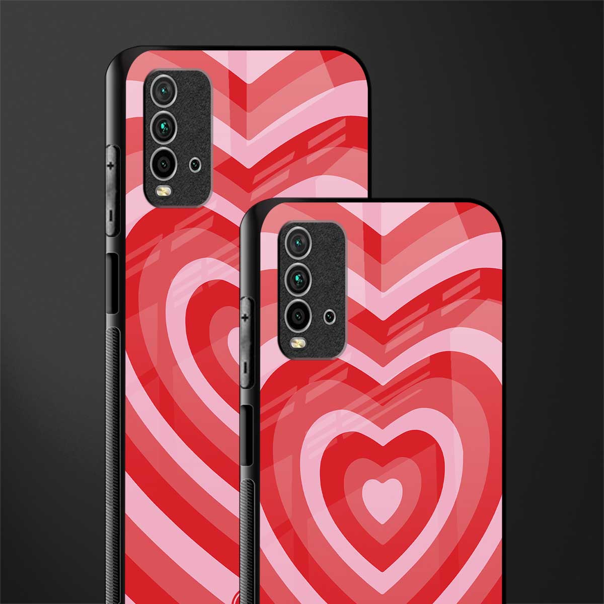 y2k red hearts aesthetic glass case for redmi 9 power image-2