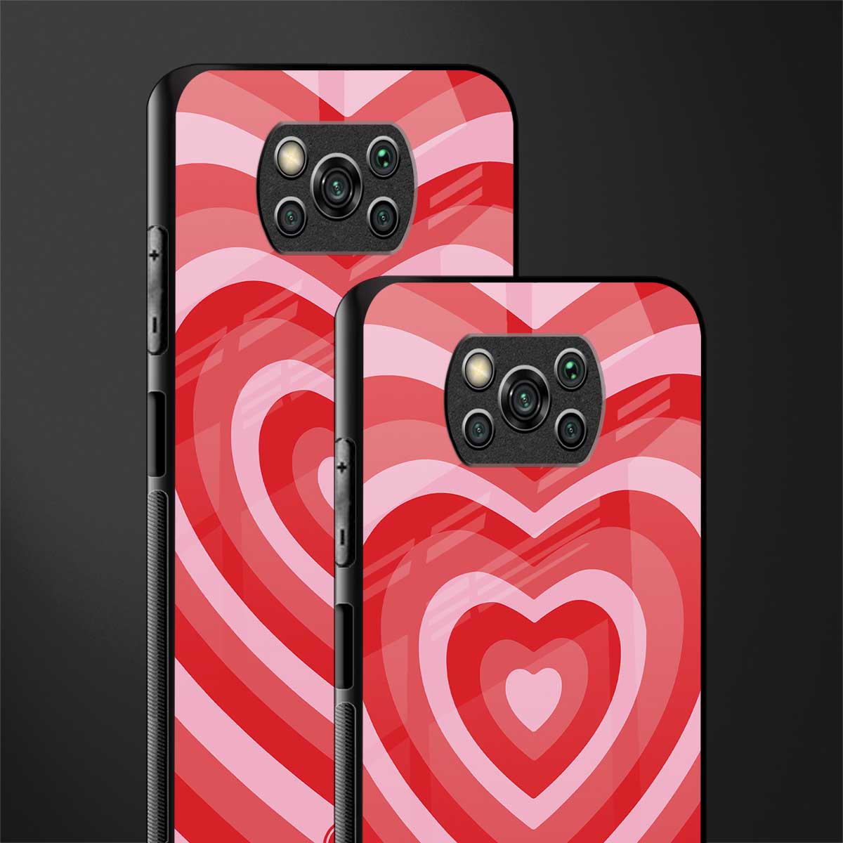 y2k red hearts aesthetic glass case for poco x3 image-2