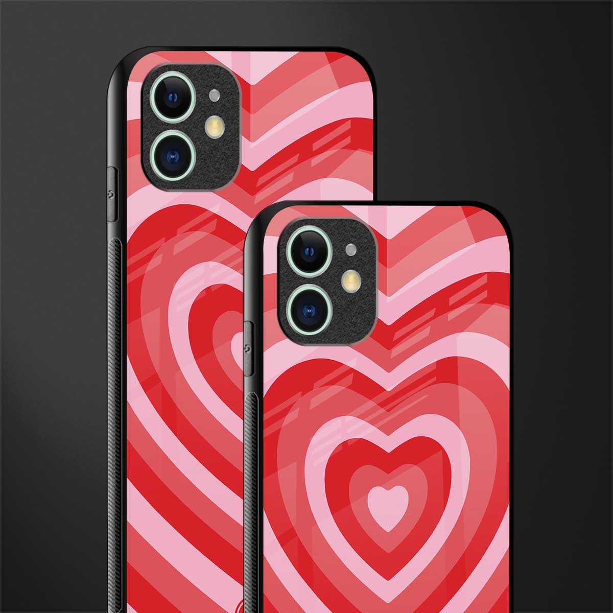 y2k red hearts aesthetic glass case for iphone 12 image-2