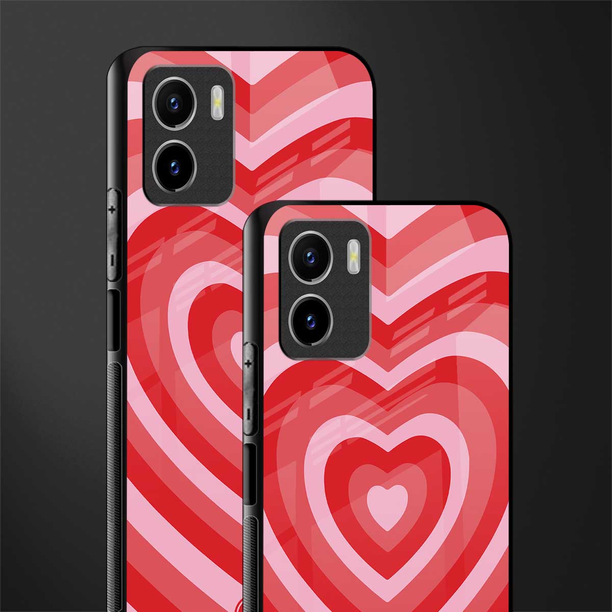 y2k red hearts aesthetic glass case for vivo y15s image-2