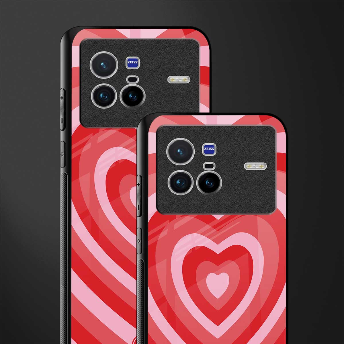 y2k red hearts aesthetic glass case for vivo x80 image-2