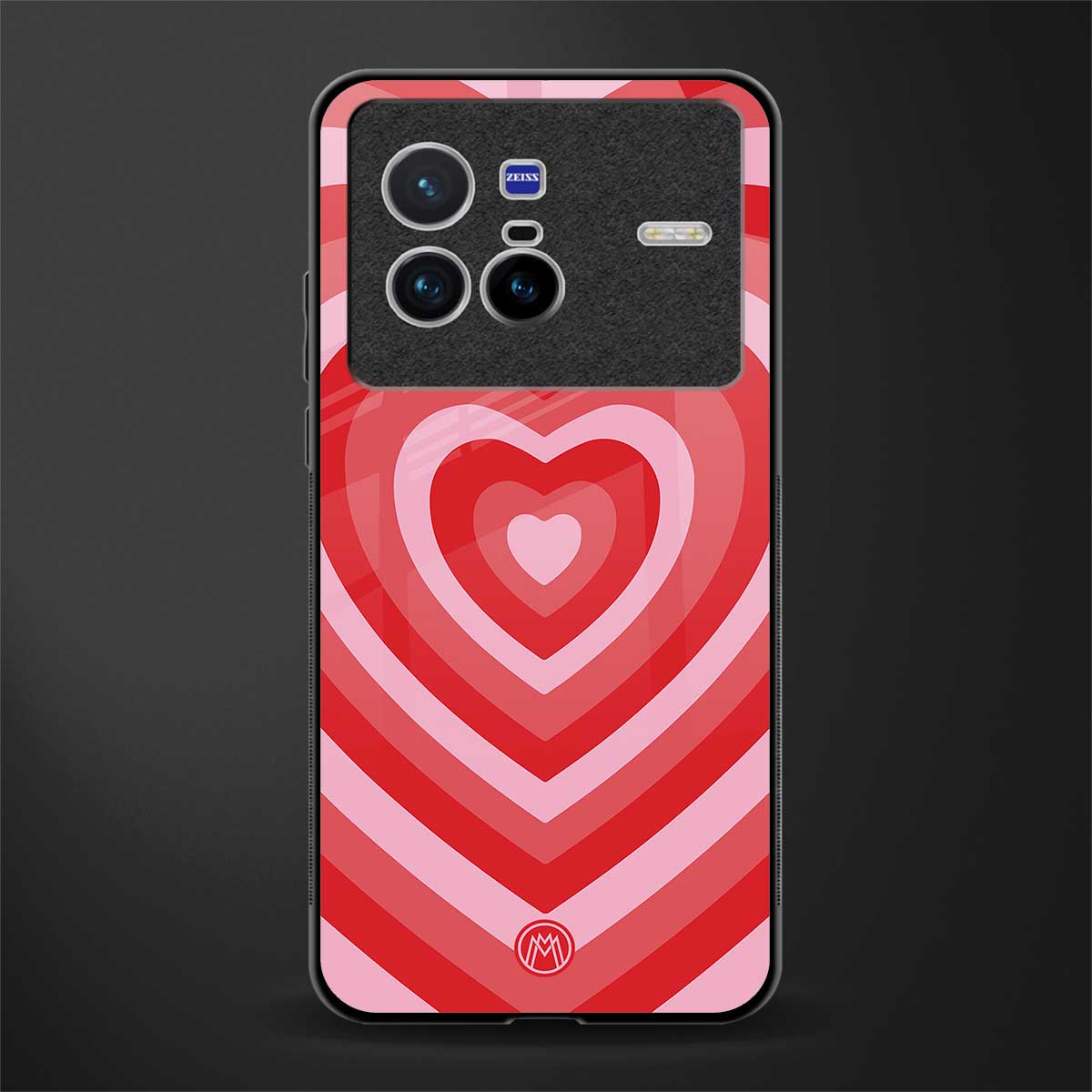 y2k red hearts aesthetic glass case for vivo x80 image