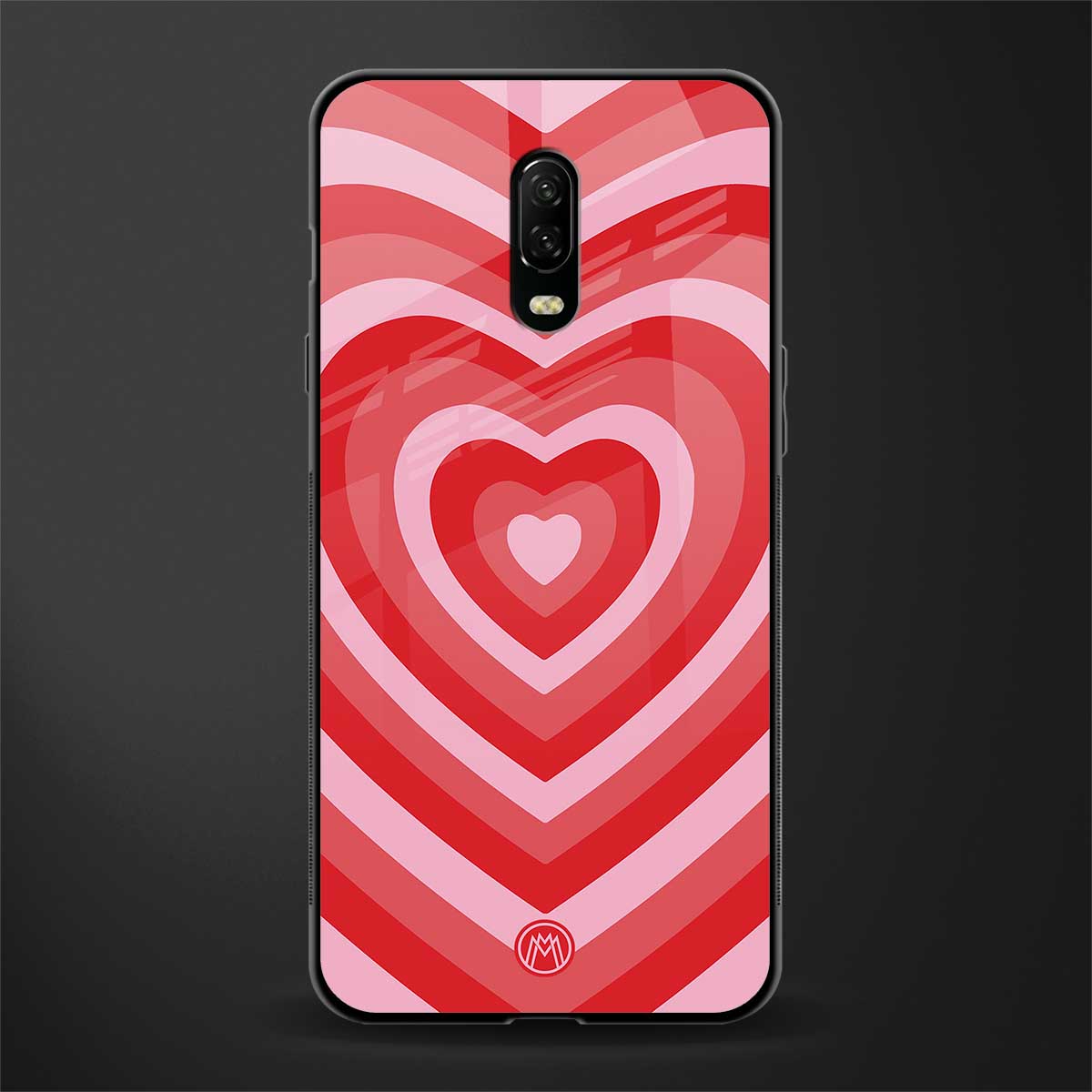 y2k red hearts aesthetic glass case for oneplus 6t image