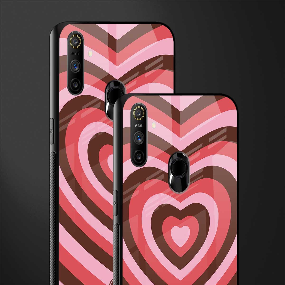 y2k red pink brown hearts aesthetic glass case for realme narzo 20a image-2