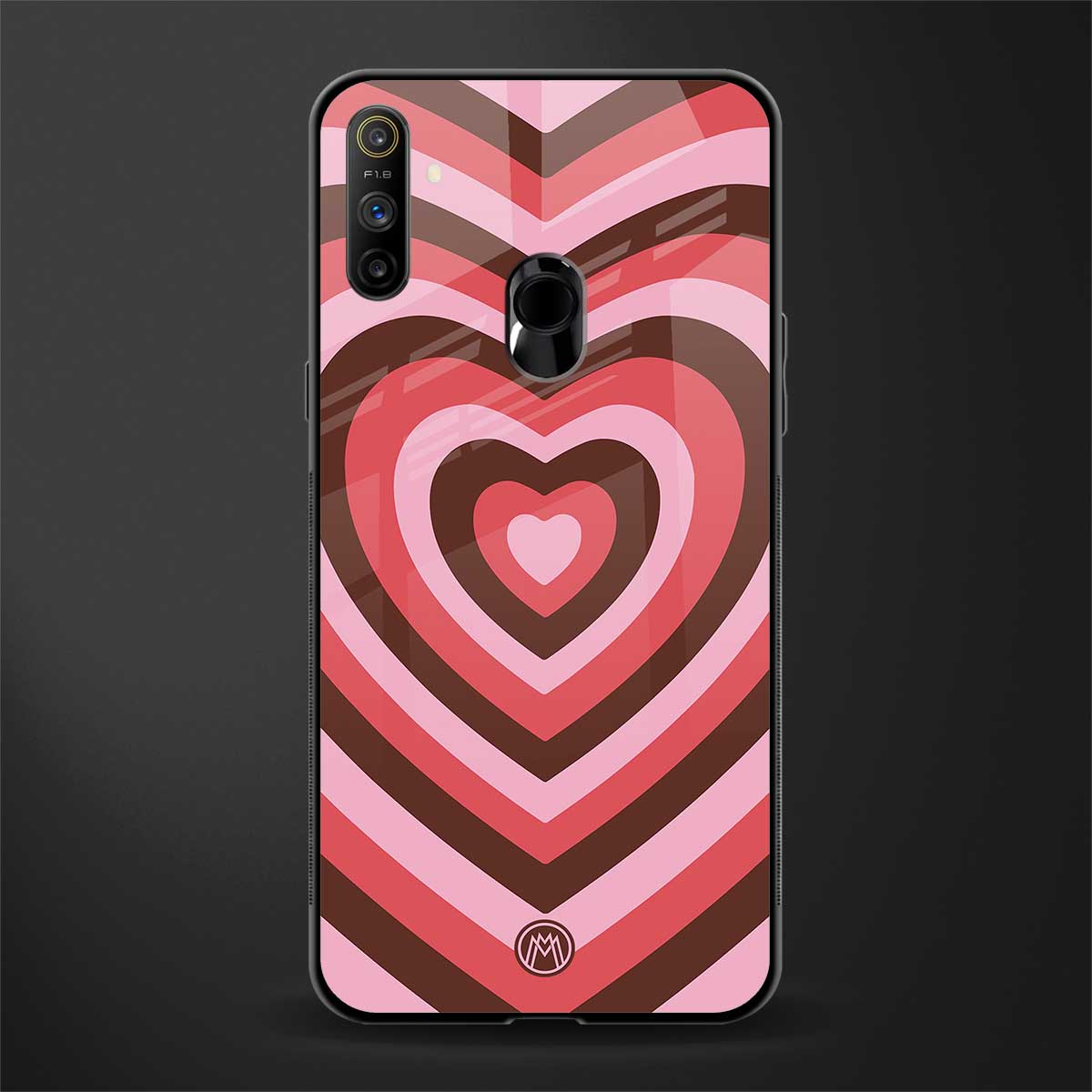 y2k red pink brown hearts aesthetic glass case for realme narzo 20a image