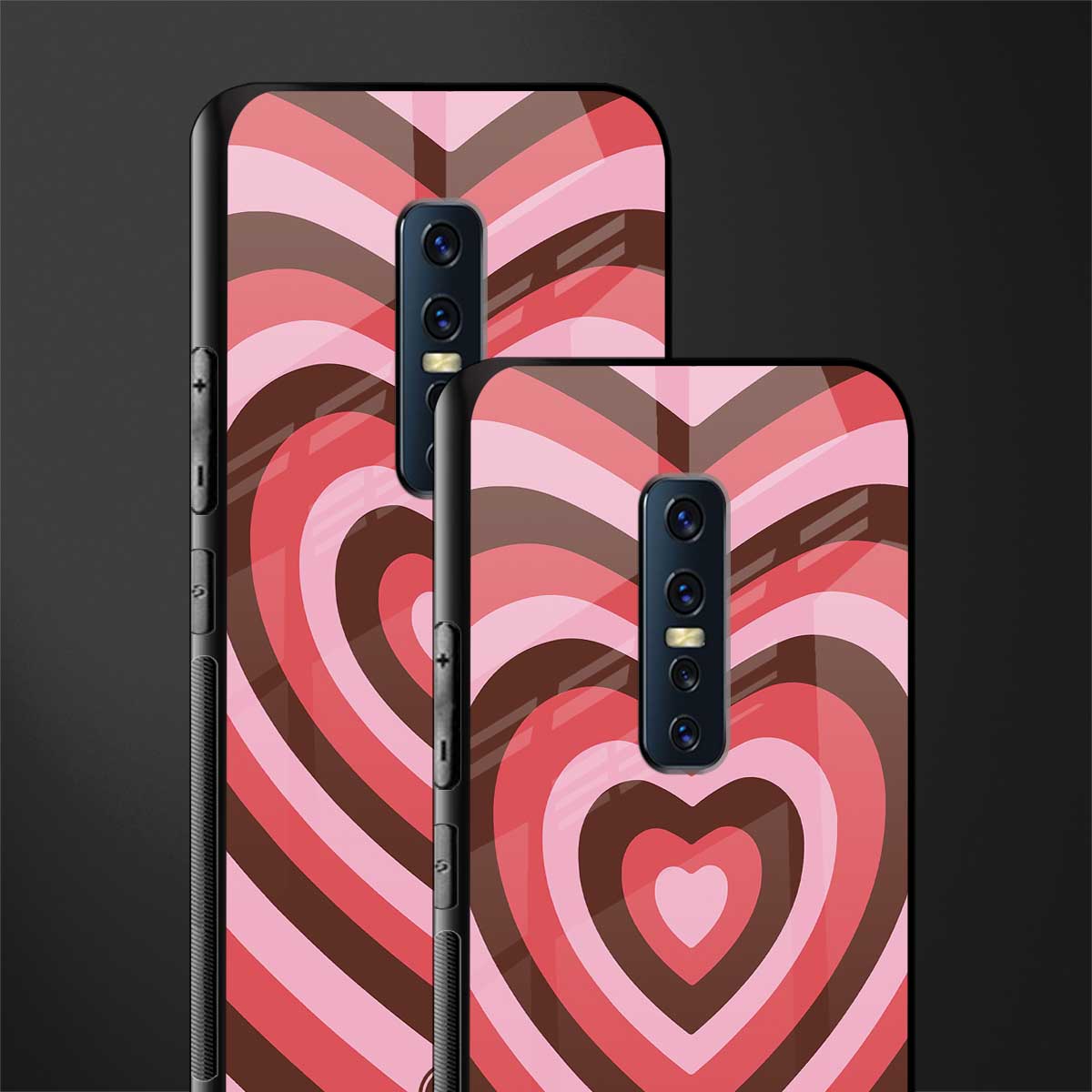 y2k red pink brown hearts aesthetic glass case for vivo v17 pro image-2